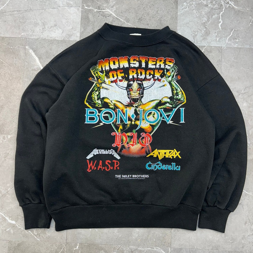 80s Vintage Monsters Of Rock Sweatshirt Mens Medium Metallica Anthrax Crewneck